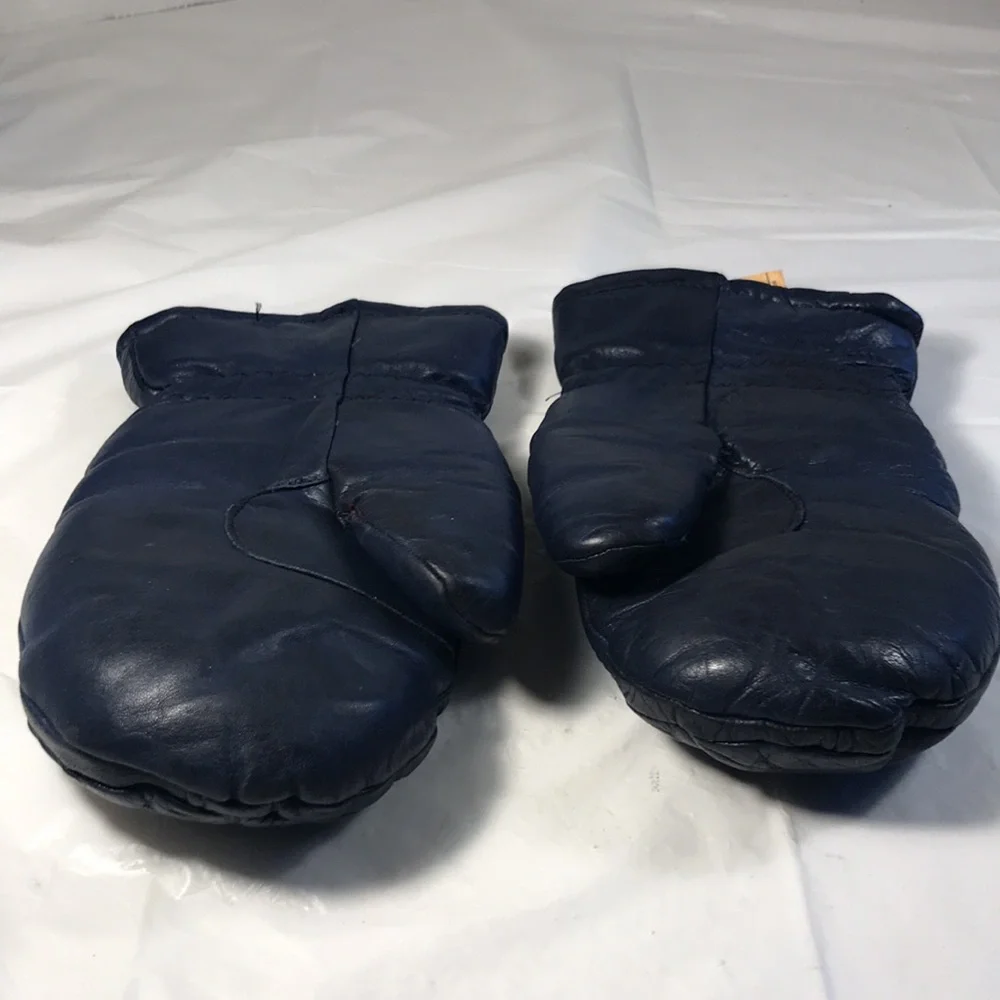 Dorsons Sports Vintage Blue Leather Insulated Snow Ski Winter Mittens